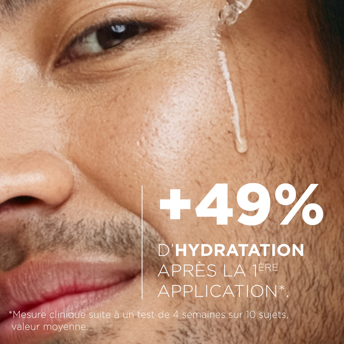 Mesure clinique : +49 % d'hydratation dès la première application
