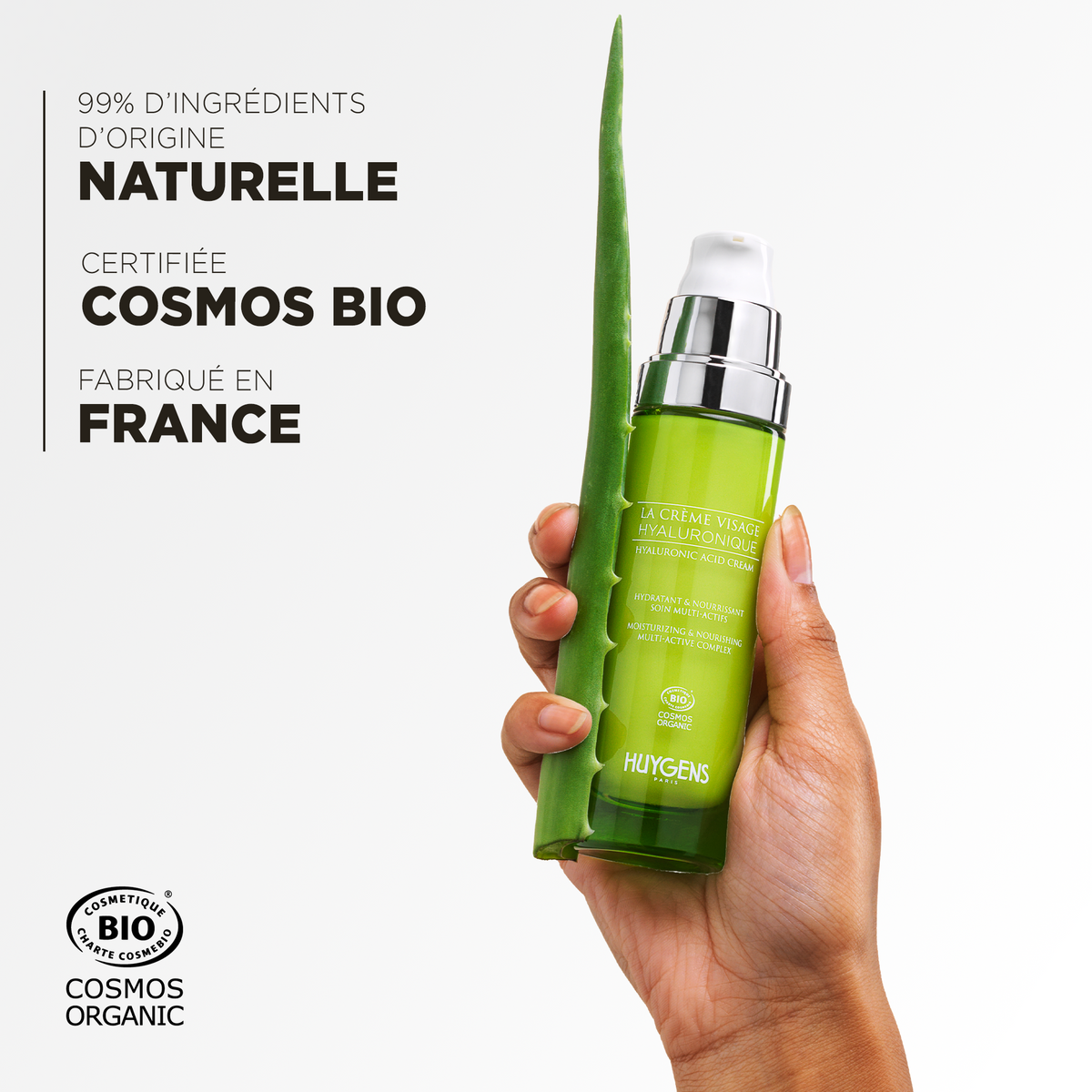 99 % d'ingrédients d'origine naturelle, certifiée Cosmos Bio et fabriquée en France