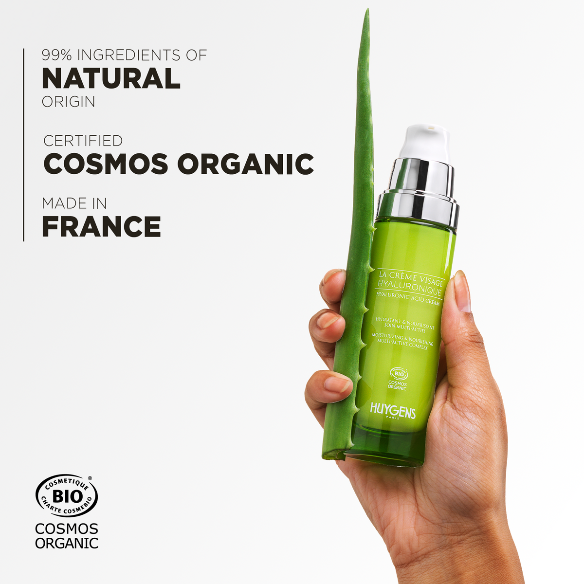 99% ingredients of natural origin, certified Cosmos Organic and made in France