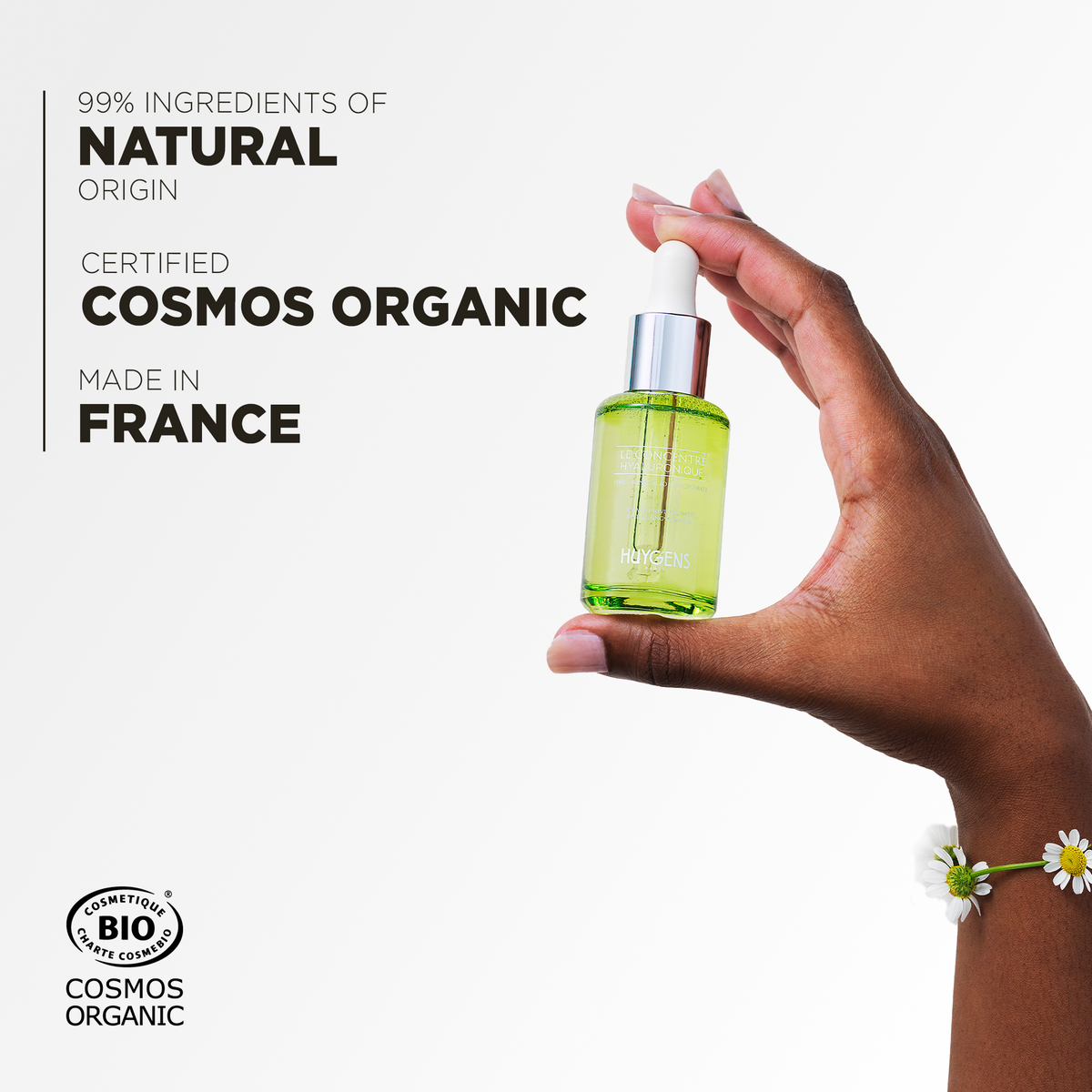 99% ingredients of natural origin, certified Cosmos Organic and made in France