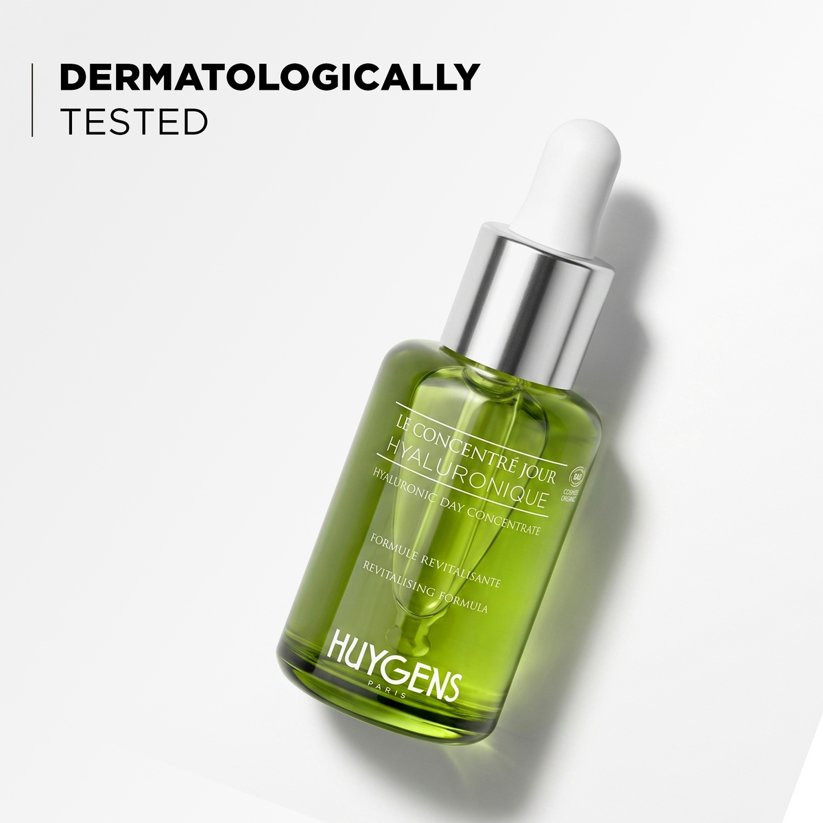 Hyaluronic concentrate bottle, dermatologically tested