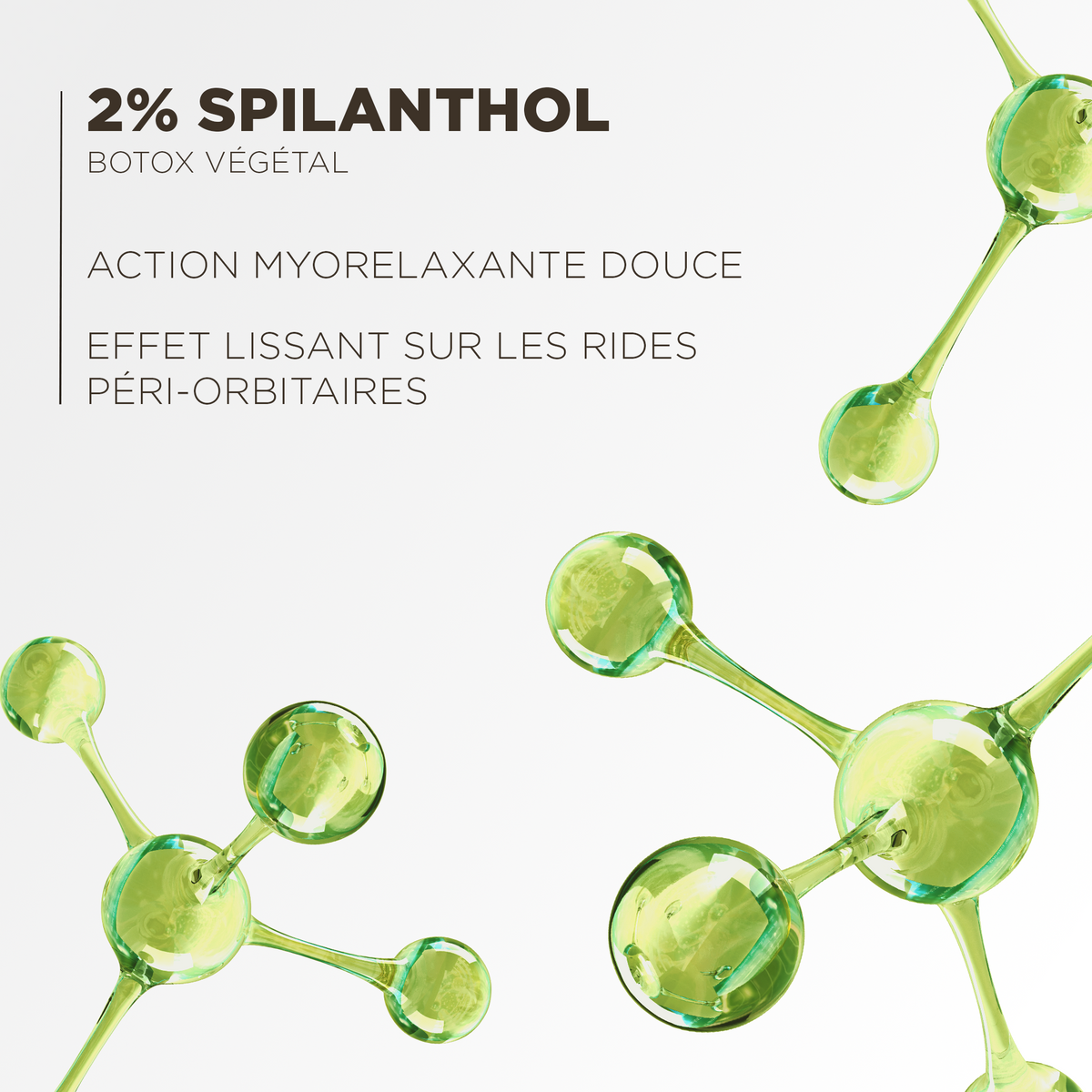 2 % de spilanthol, botox végétal à l'action myorelaxante douce et à l'effet lissant sur les rides péri-orbitaires