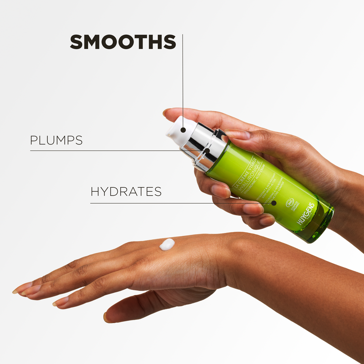 The cream smooths, plumps and hydrates the skin