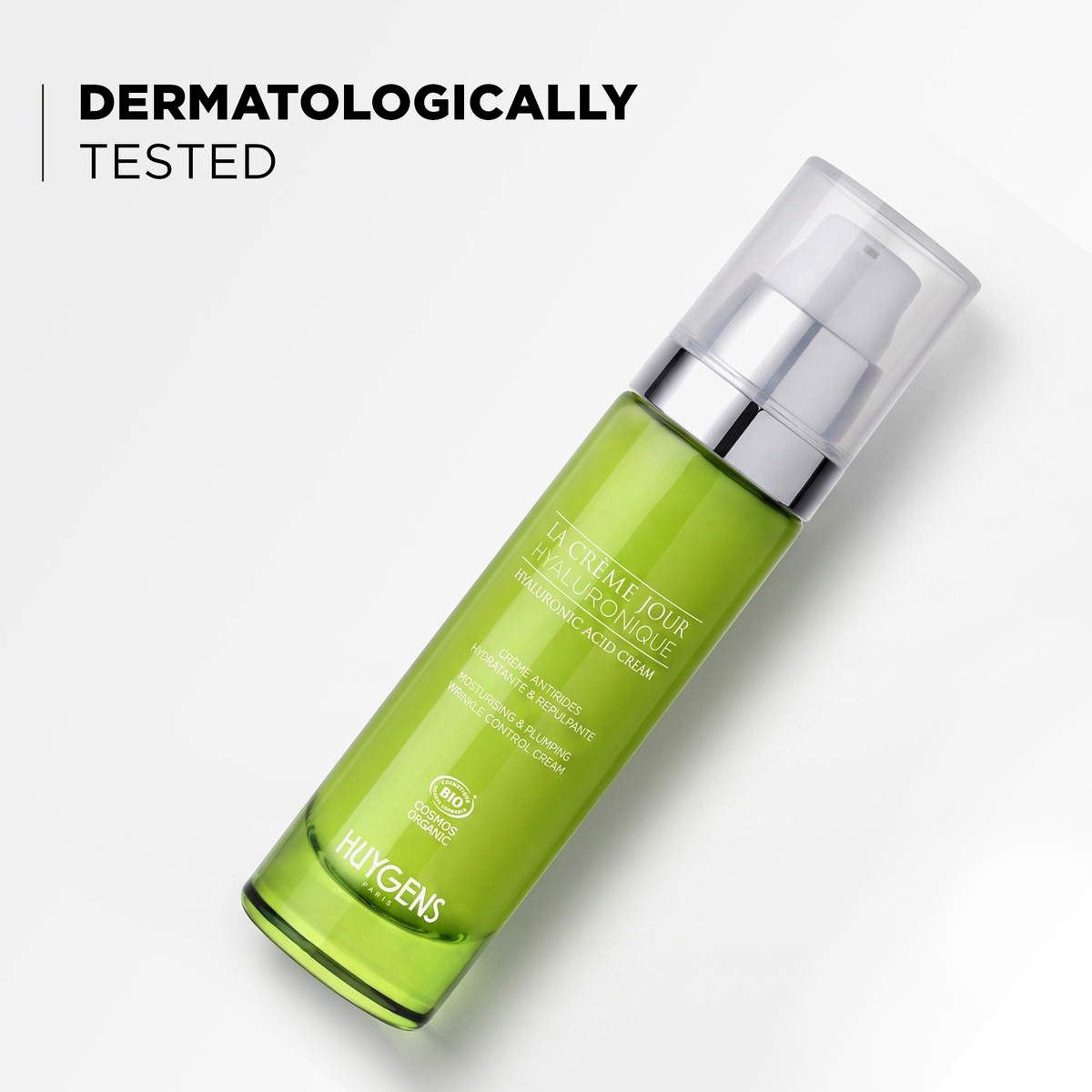 Day cream bottle, dermatologically tested