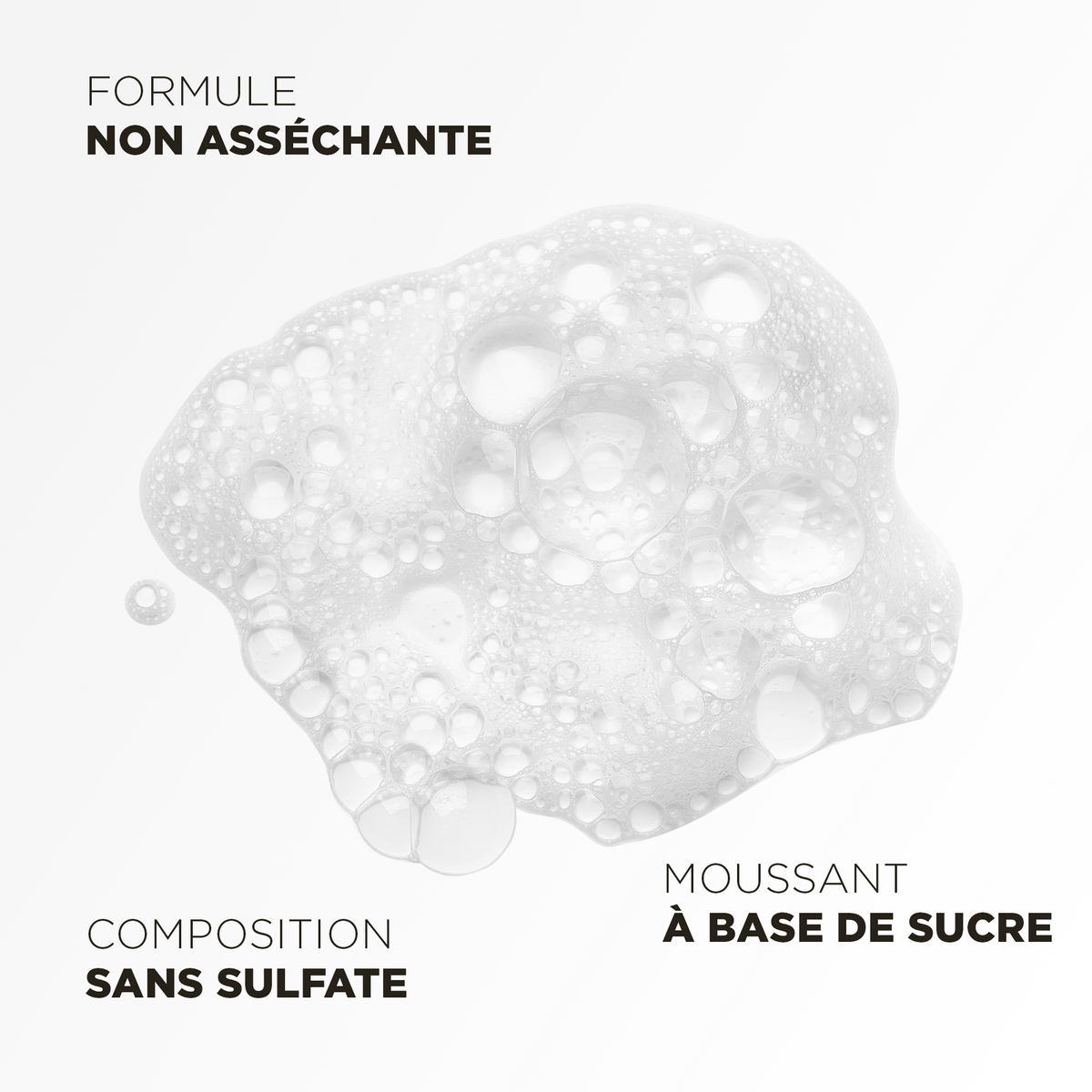 Mousse légère à base de sucre, formule non asséchante et sans sulfate
