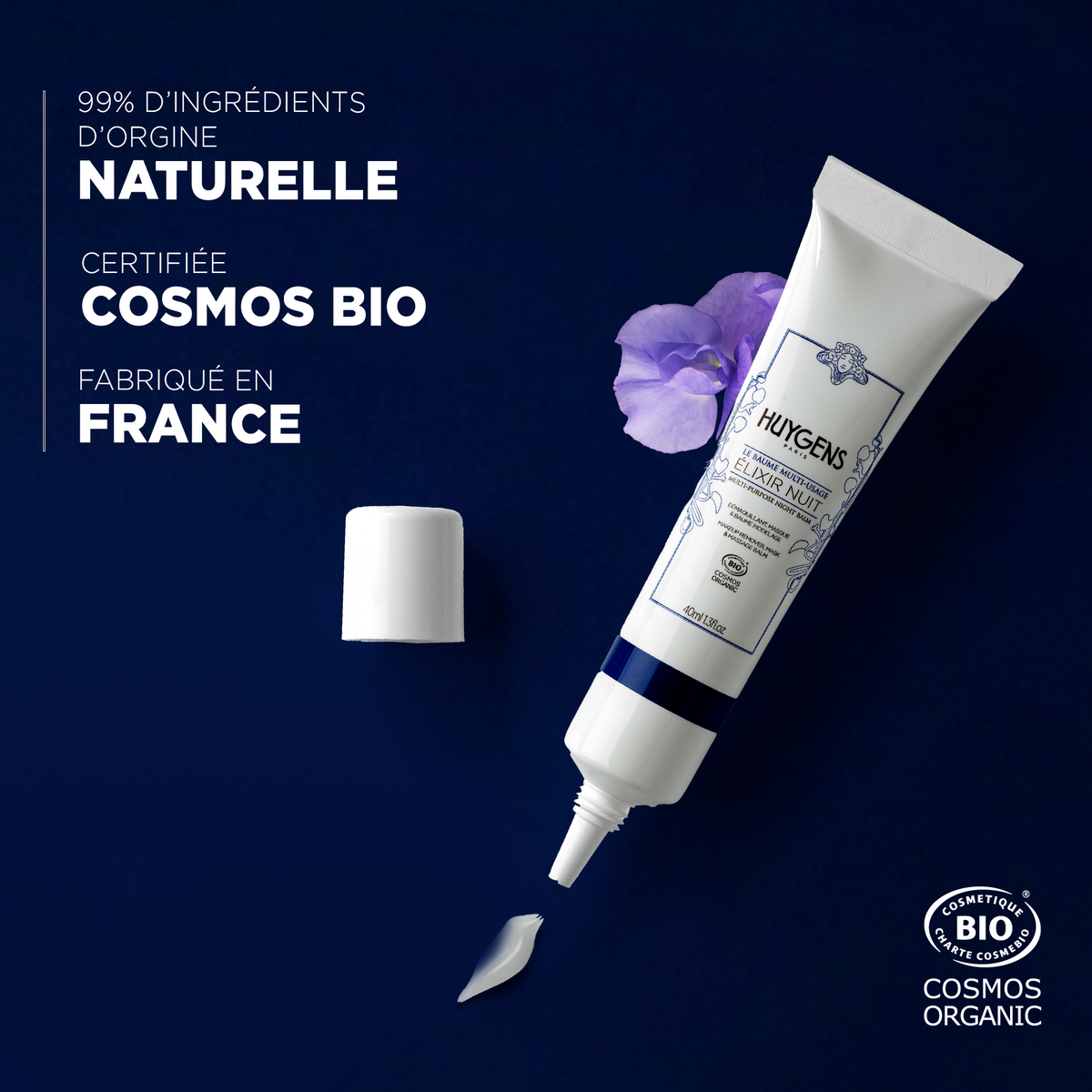 99 % d'ingrédients d'origine naturelle, certifié Cosmos Bio et fabriqué en France