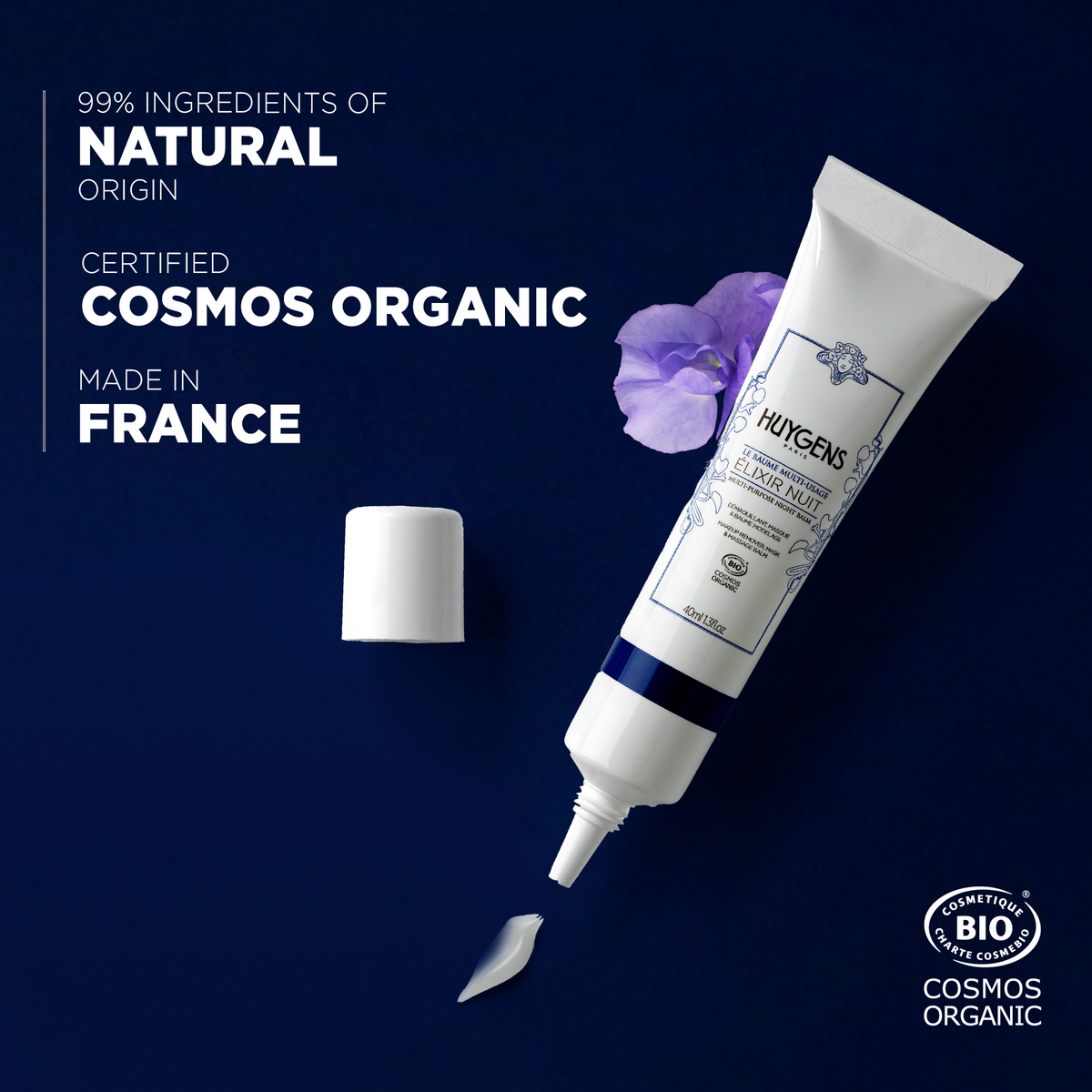 99% ingredients of natural origin, certified Cosmos Organic and made in France