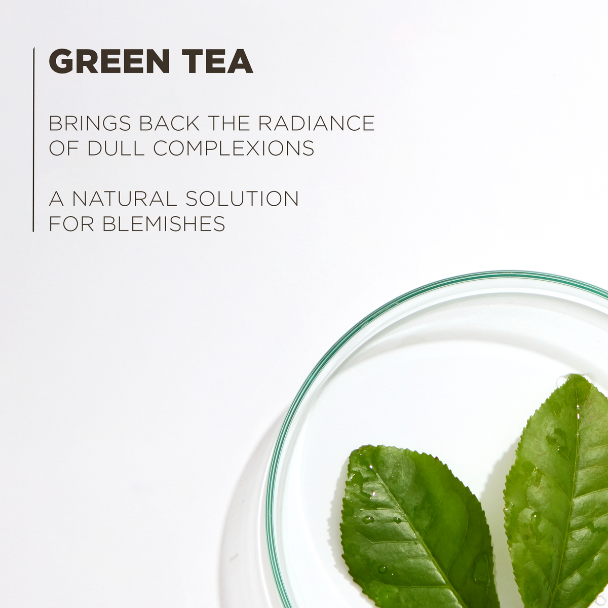 Green tea, which brings back the radiance of dull complexions and helps with blemishes