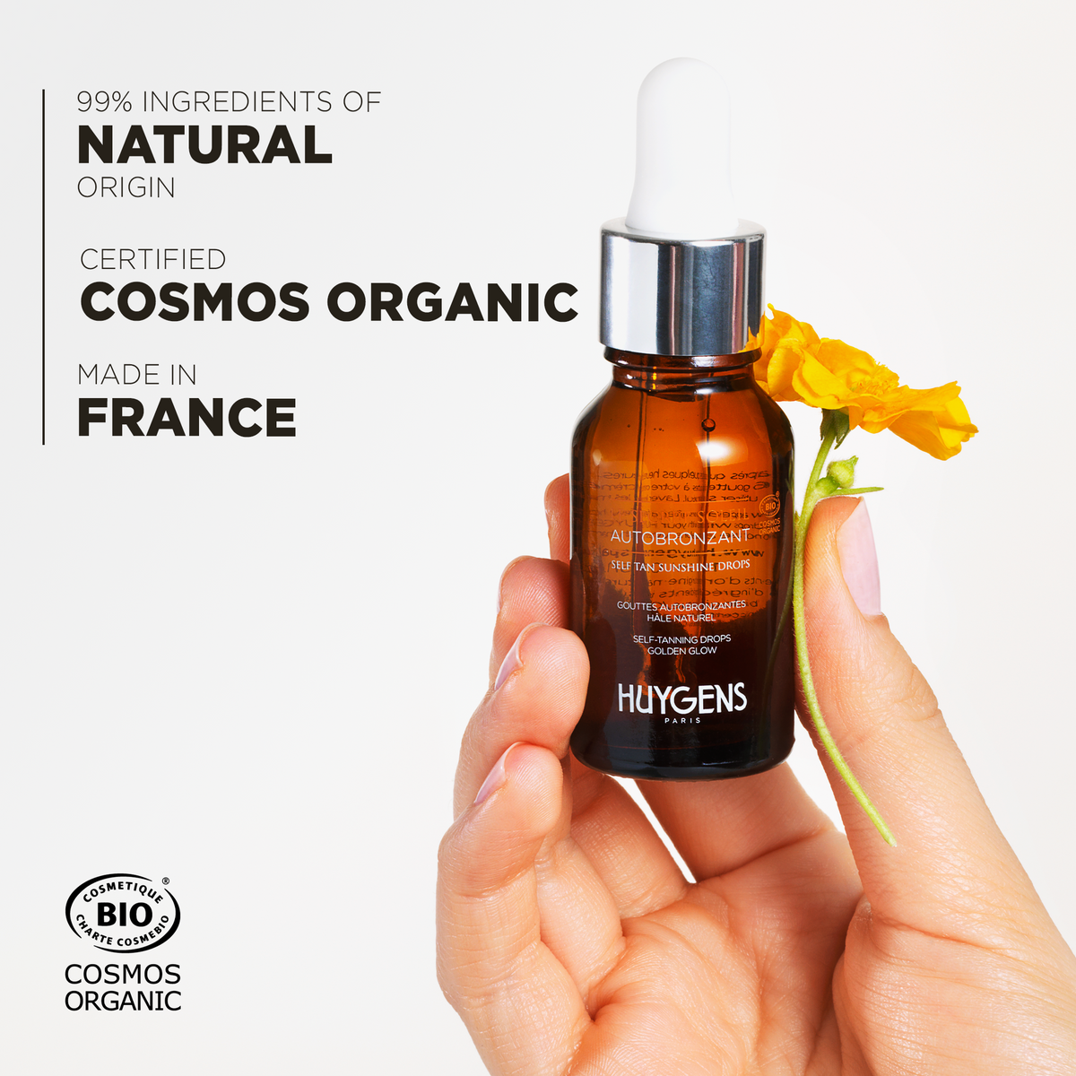 99% ingredients of natural origin, certified Cosmos Organic and made in France