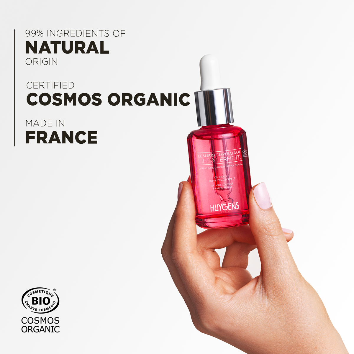 99% ingredients of natural origin, certified Cosmos Organic and made in France