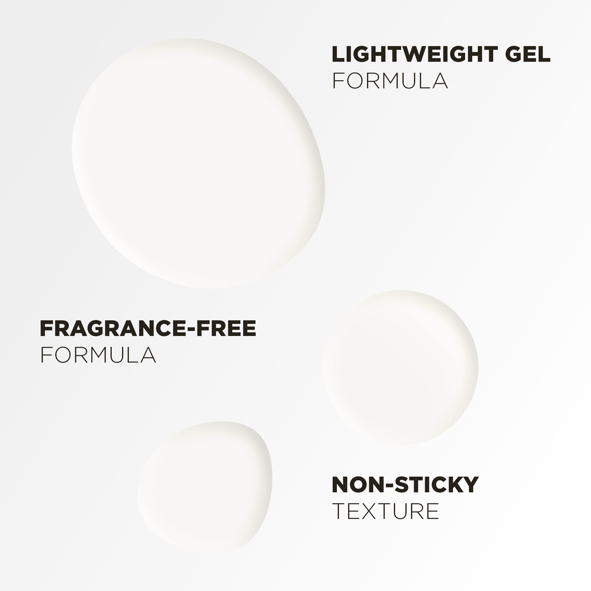Lightweight gel formula, fragrance-free, with a non-sticky texture